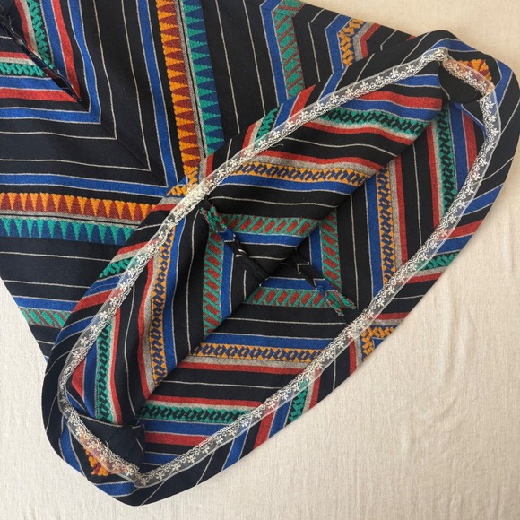 Vintage Southwestern Woven Chevron Stripe A-Line Midi Skirt Black Multi Sm/Md - Picture 3 of 13
